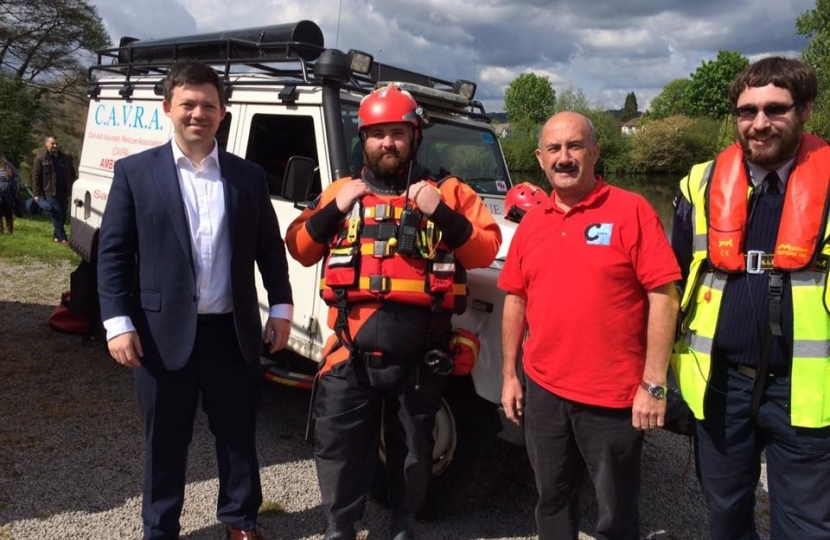 Matt Smith, Conservative Prospective Parliamentary Candidate for Cardiff West in Llandaff with volunteers from CAVRA (Civil Aid Voluntary Rescue Association).